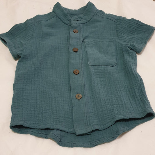 Boy's Shirt with band collar - short sleeve